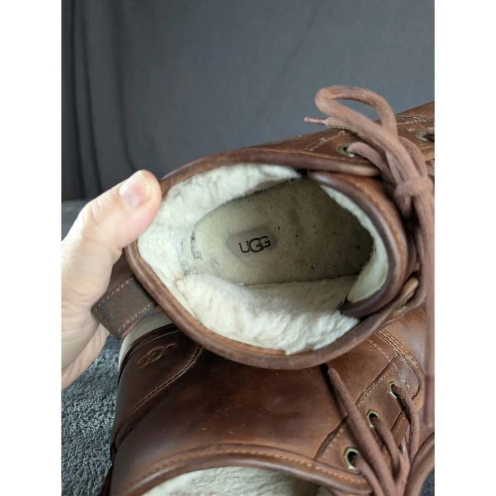 UGG Neumel Waterproof Brown Chukka Shearling Lined‎ Ankle Boots Men Size 12